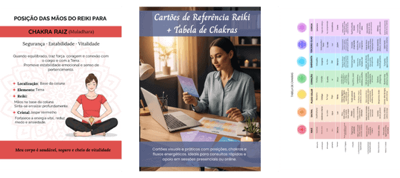 Cartões de Referência Reiki + Tabela de Chakras